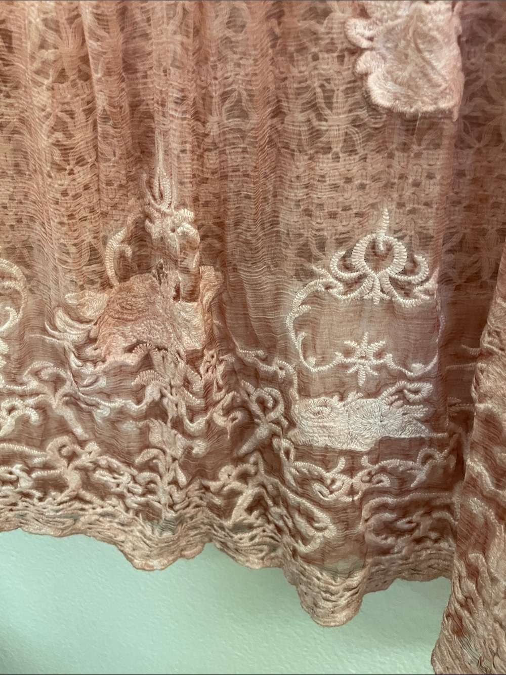 Soft Surroundings 100% silk embroidered Dusty Rose Maxi Skirt romantic M 30x41 - Picture 5 of 8